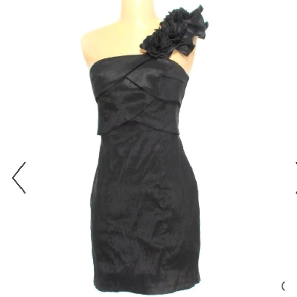 SNAP One Shoulder Black Coctail Dress NWT Stretchy - Picture 10 of 10